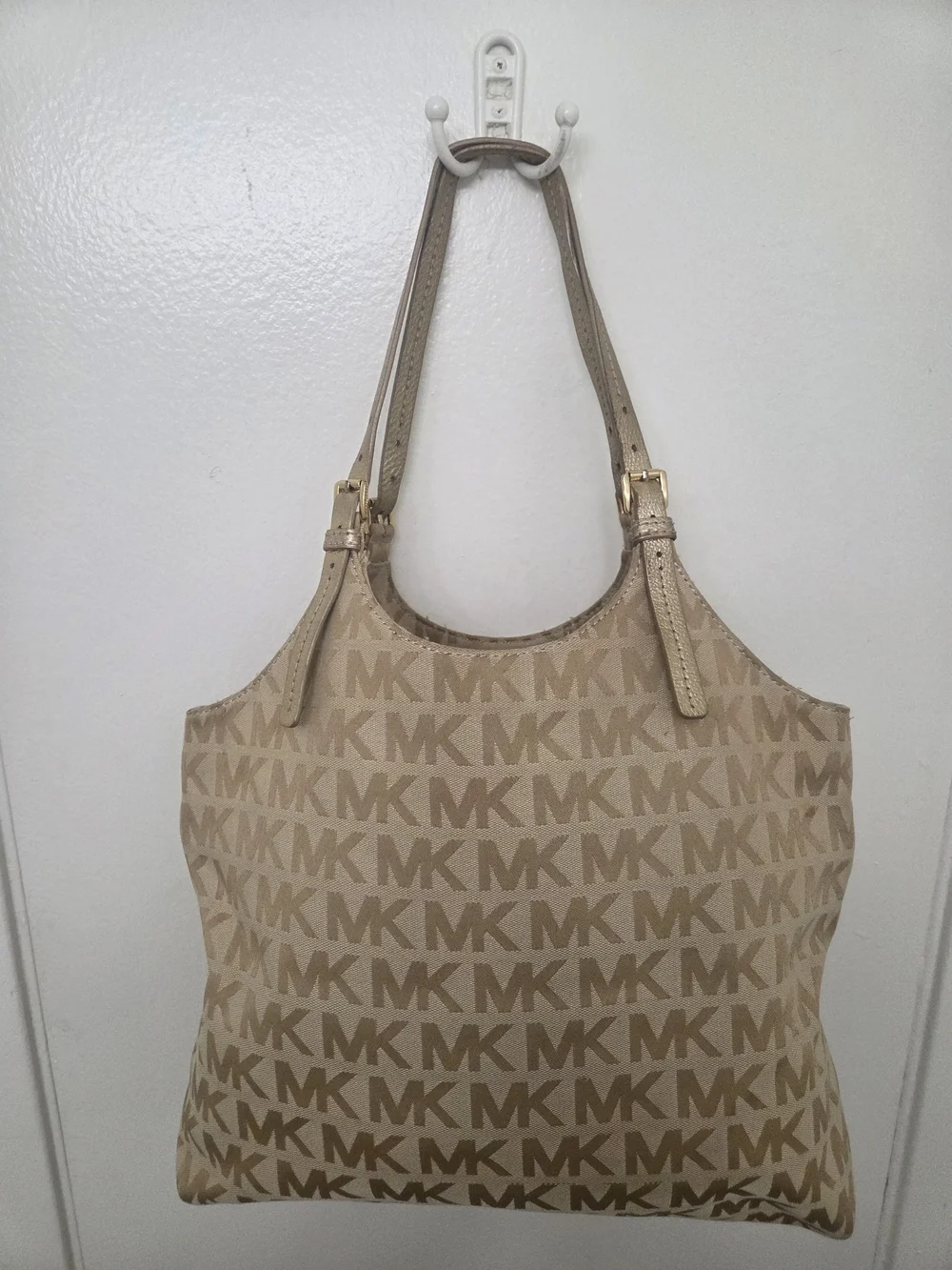 Michael Kors Beige Logo-Print Shoulder Bag